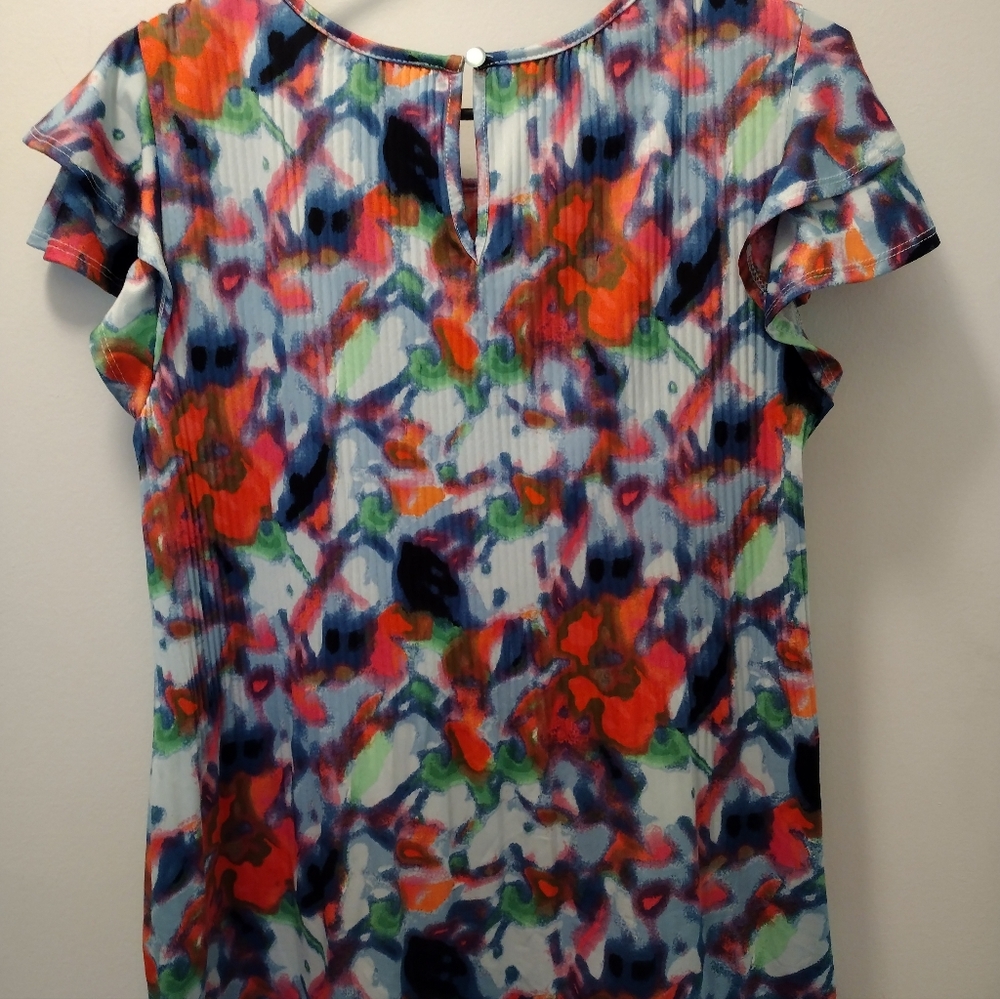 Fyve Colorful Abstract Ruffle Sleeve Blouse - Picture 3 of 6